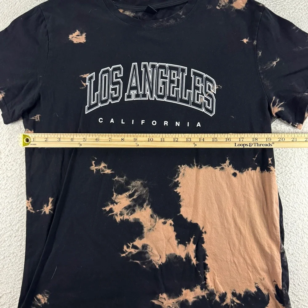 ROMWE Black Los Angeles California Tie Dye Bleach Graphic T Shirt Size Large - Picture 7 of 8